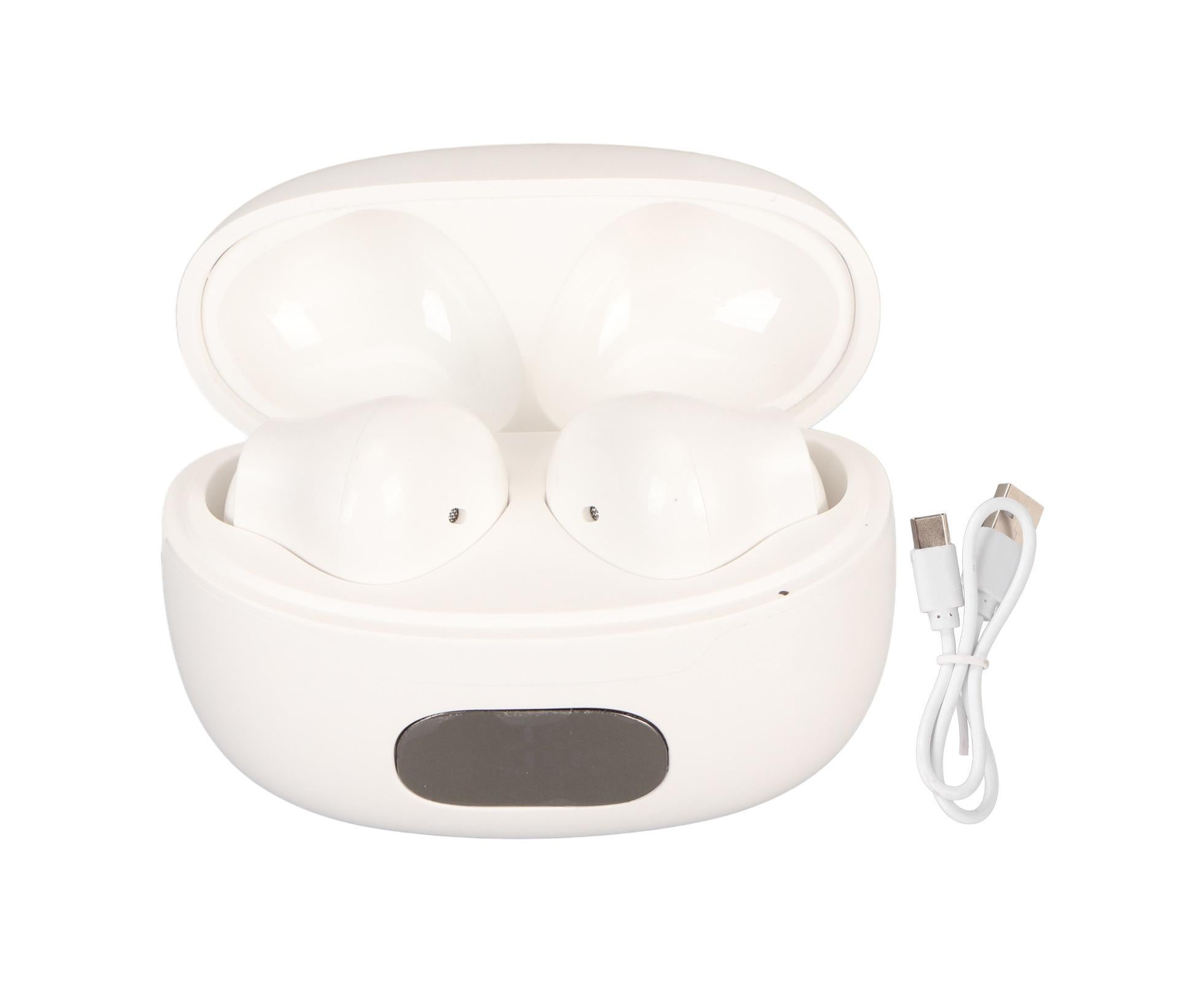 Bluetooth Translator Earbuds Noise Reduction 74 Languages 70 Accents Wireless with Digital Display White - Image 1