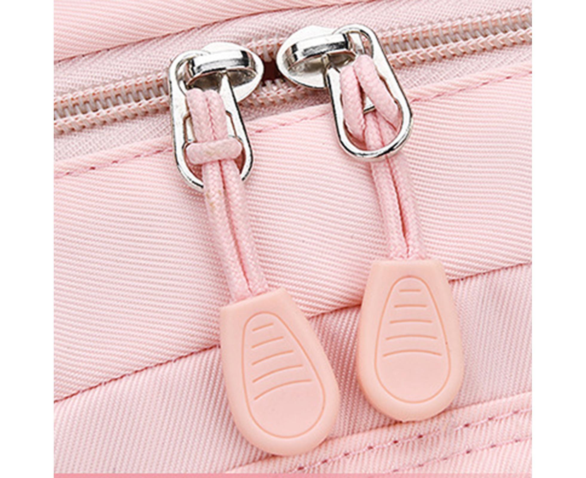 Students Backpack Cartoon Rabbit Waterproof Oxford Cloth Smooth Zipper Bookbag School Bag for Middle School Students - Pink - Image 6