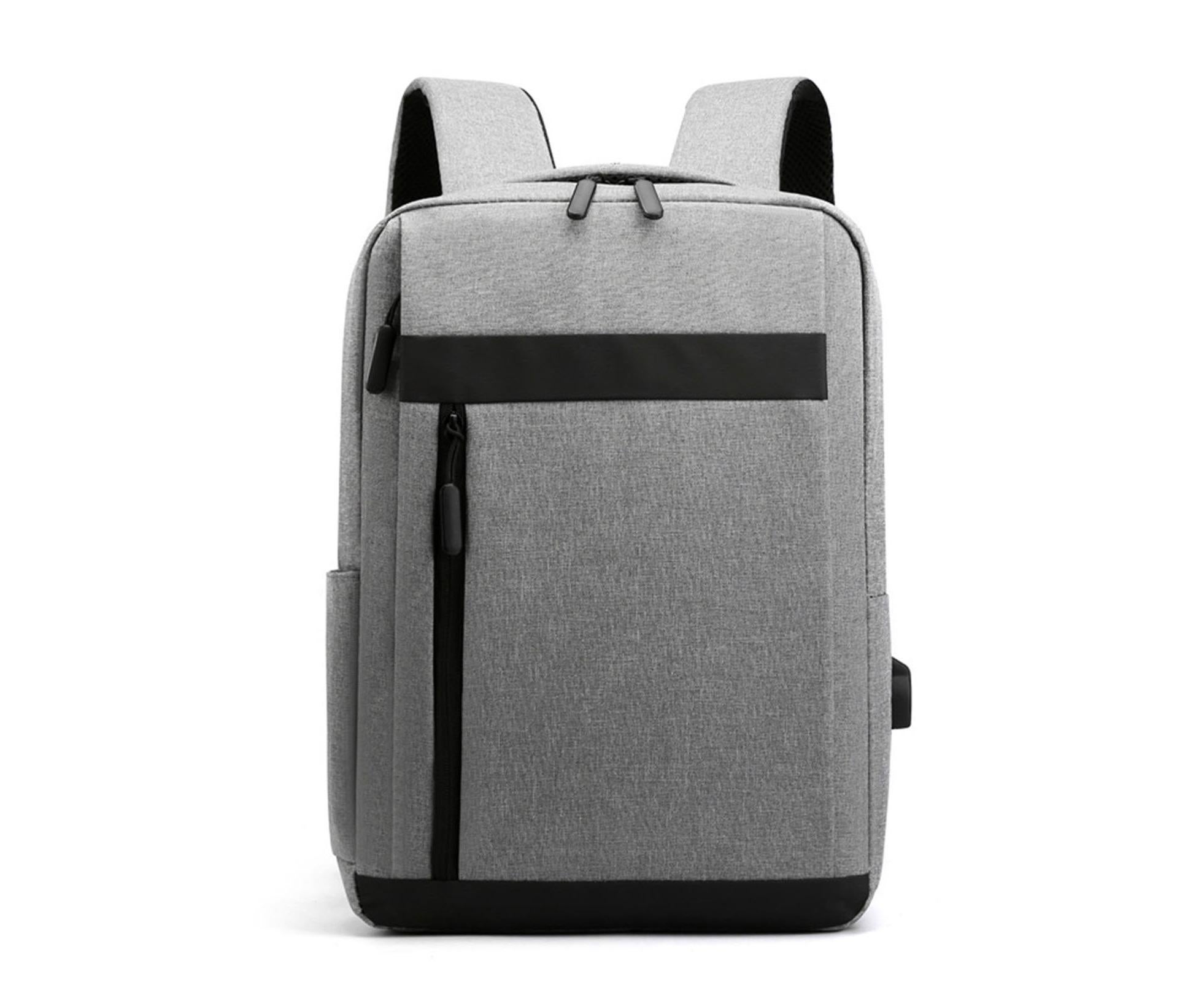 Unisex Backpack Adjustable Shoulder Straps Multilayer Multifunction USB Charging Port Casual Rucksack for Outdoor - Light Grey - Image 1