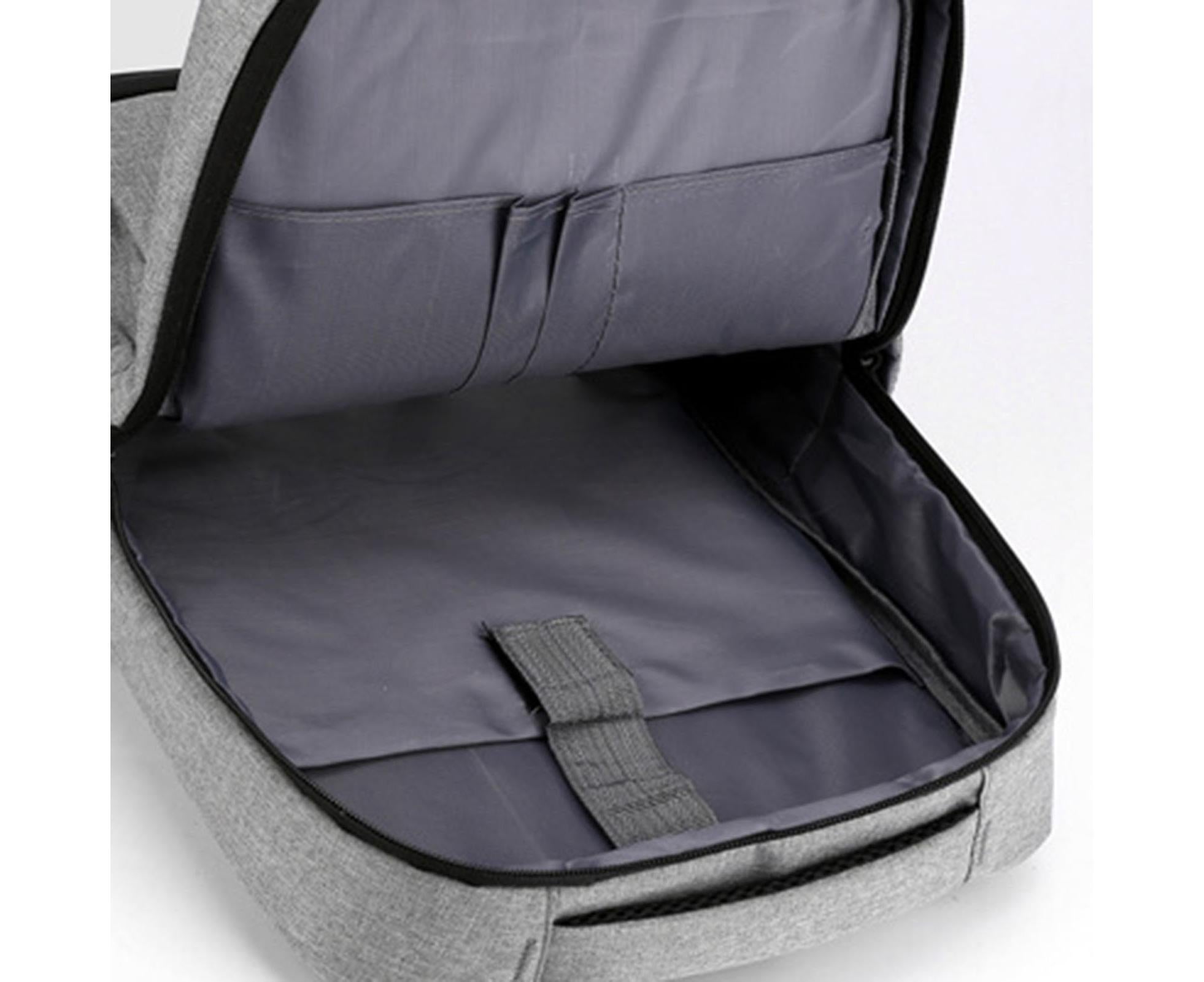 Unisex Backpack Adjustable Shoulder Straps Multilayer Multifunction USB Charging Port Casual Rucksack for Outdoor - Light Grey - Image 4