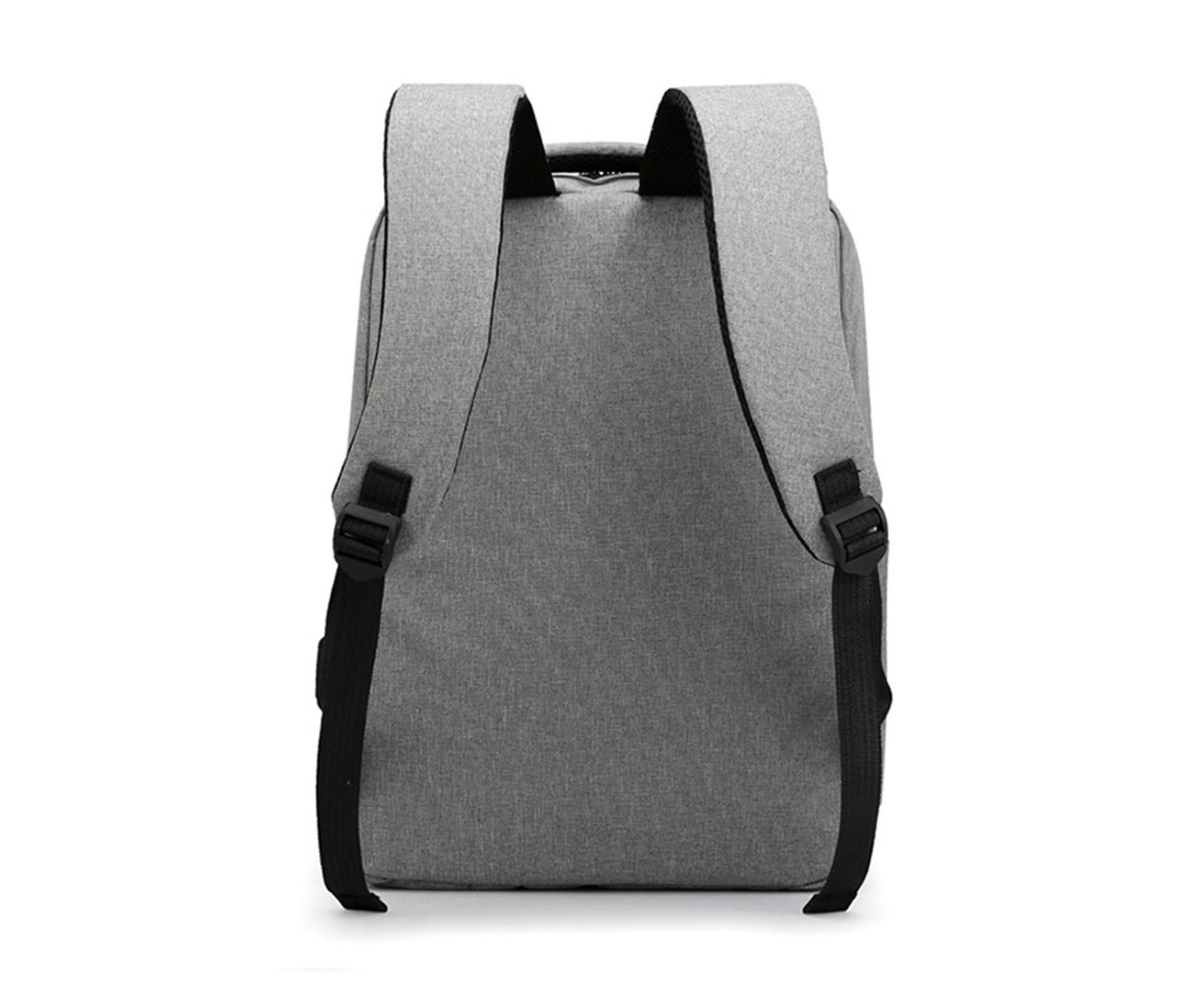 Unisex Backpack Adjustable Shoulder Straps Multilayer Multifunction USB Charging Port Casual Rucksack for Outdoor - Light Grey - Image 6