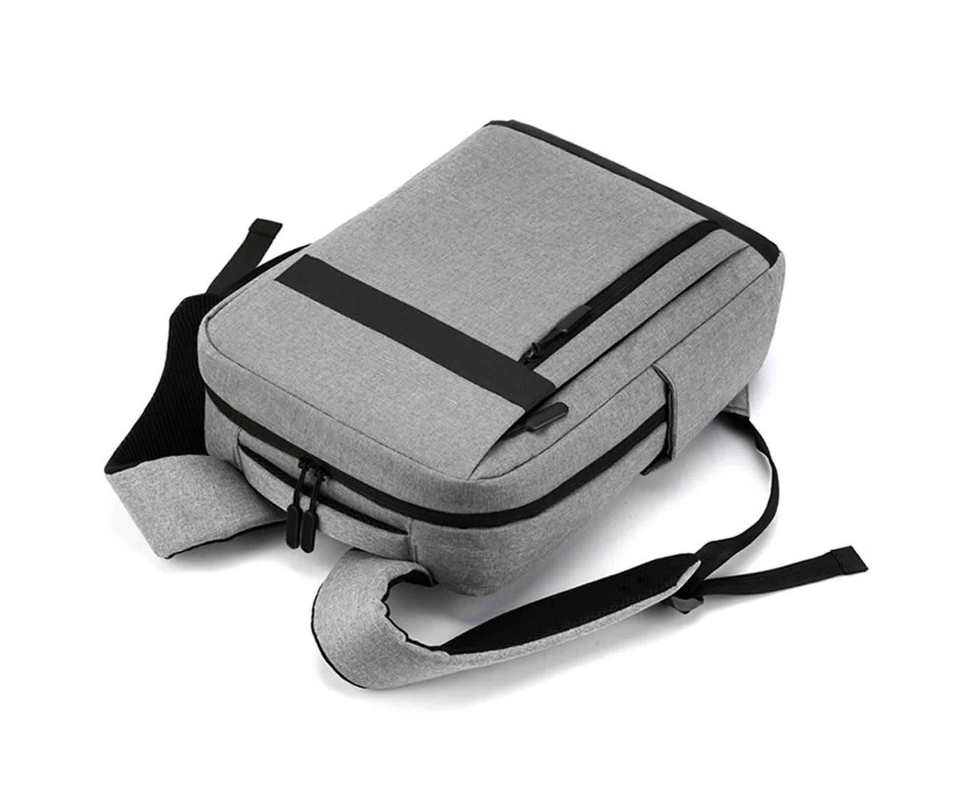 Unisex Backpack Adjustable Shoulder Straps Multilayer Multifunction USB Charging Port Casual Rucksack for Outdoor - Light Grey - Image 7