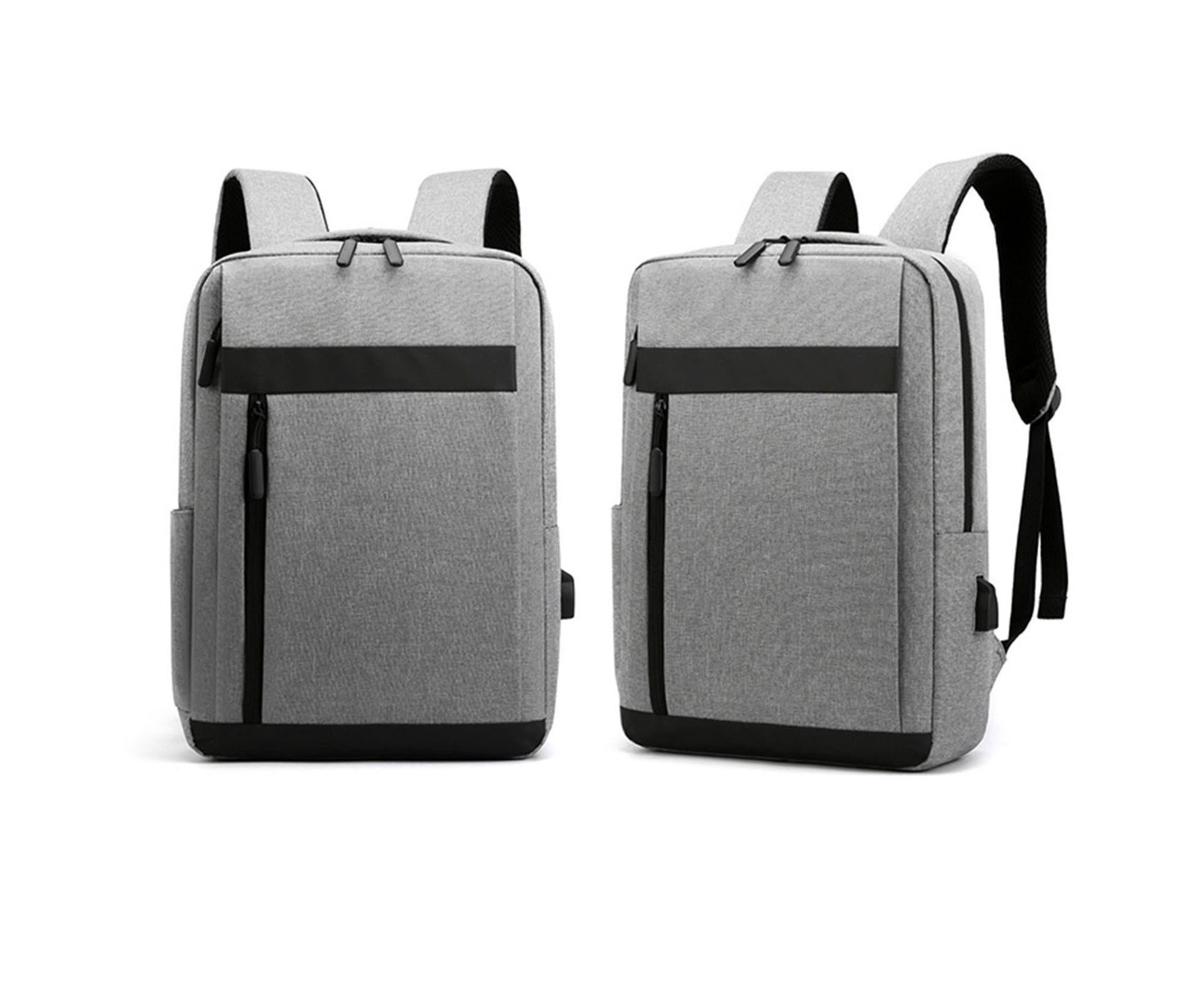 Unisex Backpack Adjustable Shoulder Straps Multilayer Multifunction USB Charging Port Casual Rucksack for Outdoor - Light Grey - Image 8