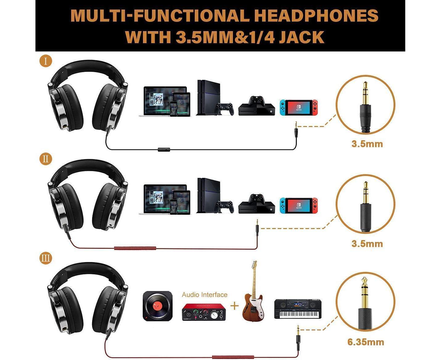 Wired Over Ear Headphones - Studio Monitor - DJ Stereo Headset with 50mm Drivers - Image 2
