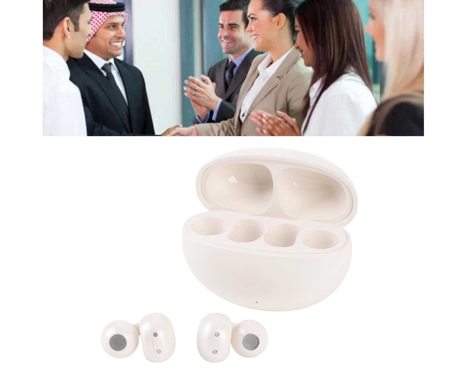 Language Translator Earbuds 144 Languages Bluetooth 5.49 Noise Cancellation Wireless Long Battery Life Translation Earphone in Real Time Milky White - Image 5