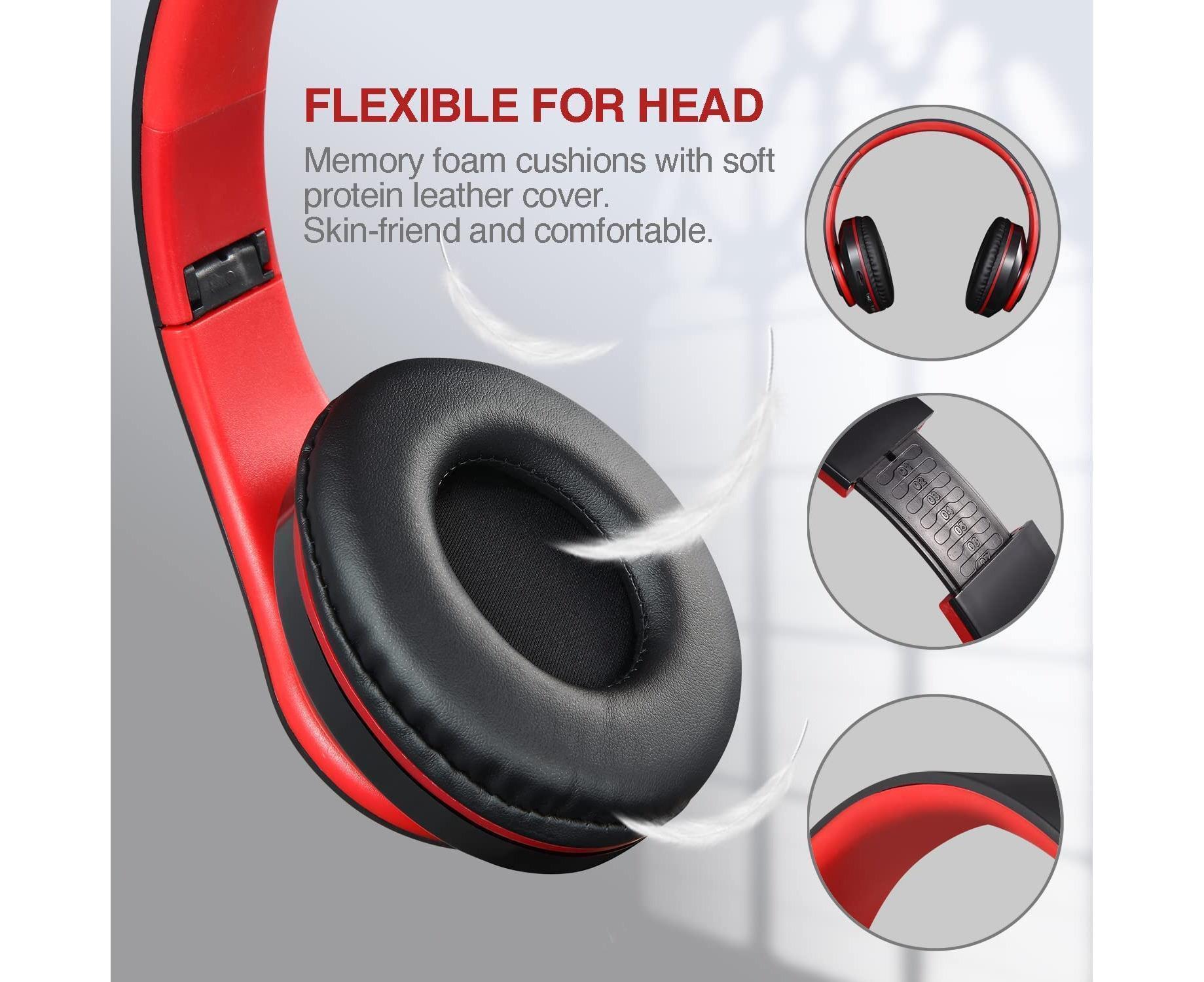 Bluetooth Over Ear Headphones - Stereo Bass - Soft Earmuffs with Built-in Mic for Gym/Office - Image 2