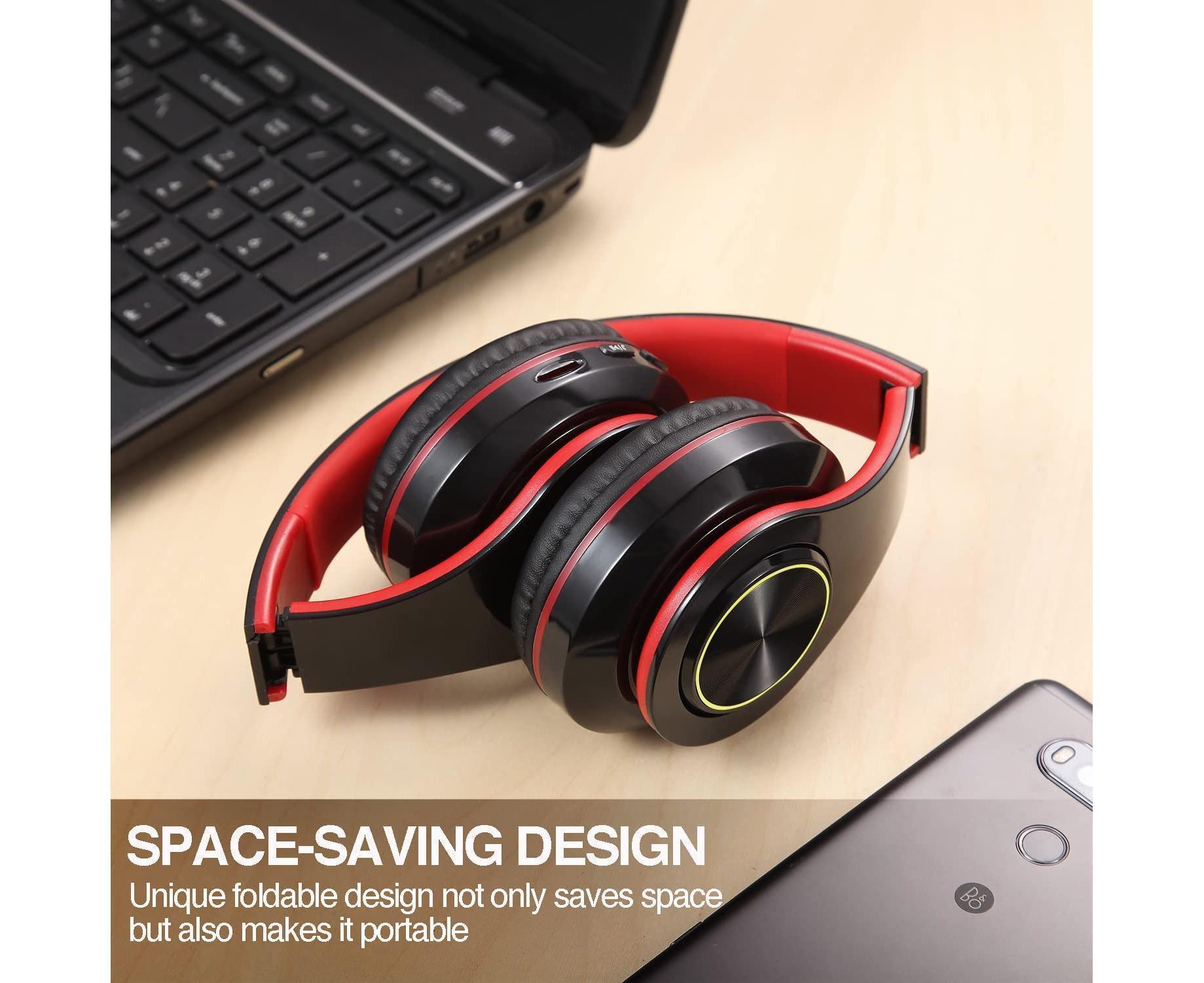 Bluetooth Over Ear Headphones - Stereo Bass - Soft Earmuffs with Built-in Mic for Gym/Office - Image 4