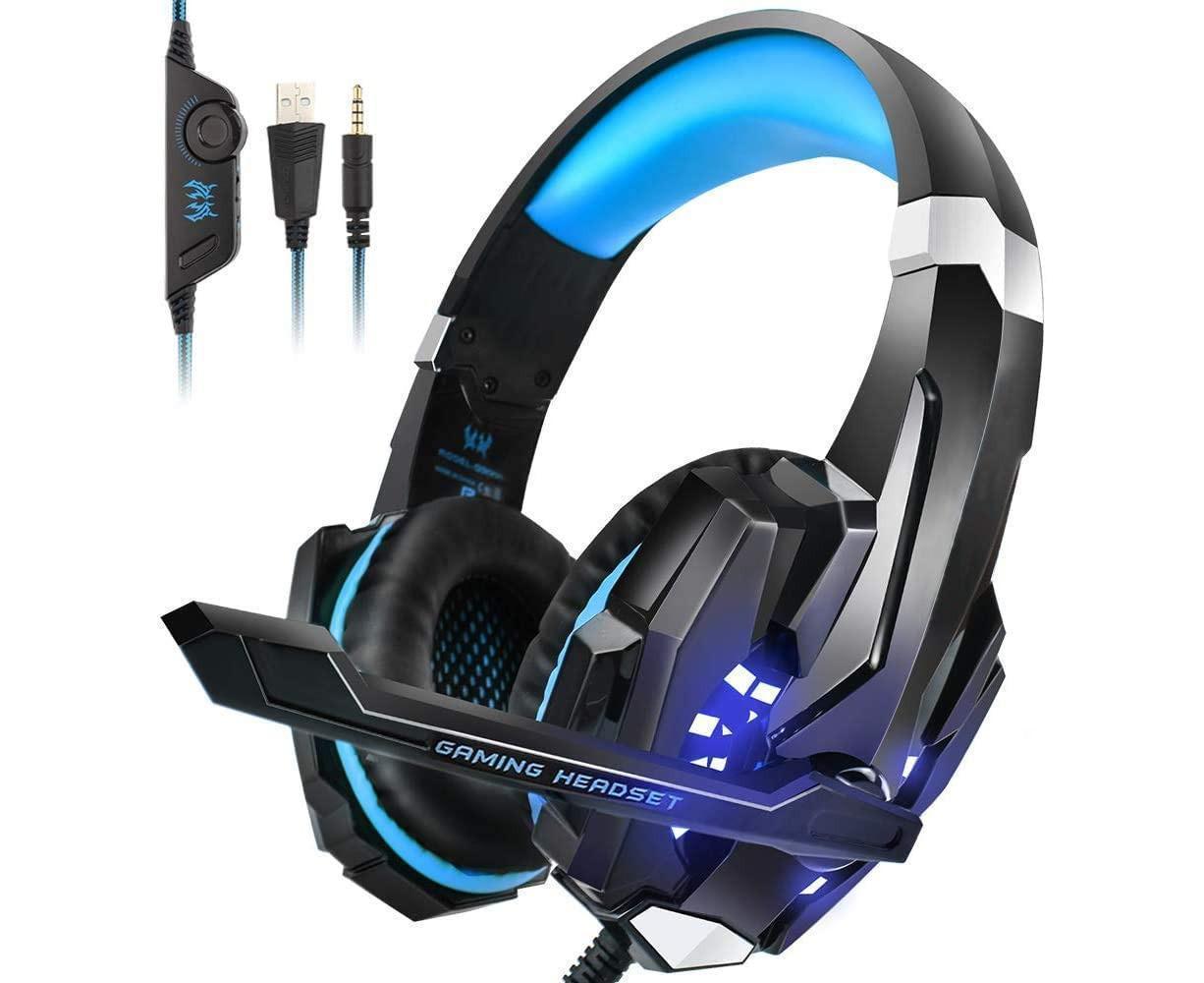 Gaming Headset - Noise Cancelling - Over Ear Headphones with Mic and LED Light - Image 1
