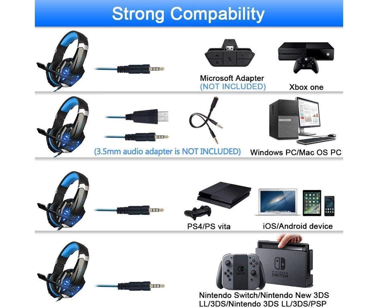 Gaming Headset - Noise Cancelling - Over Ear Headphones with Mic and LED Light - Image 3