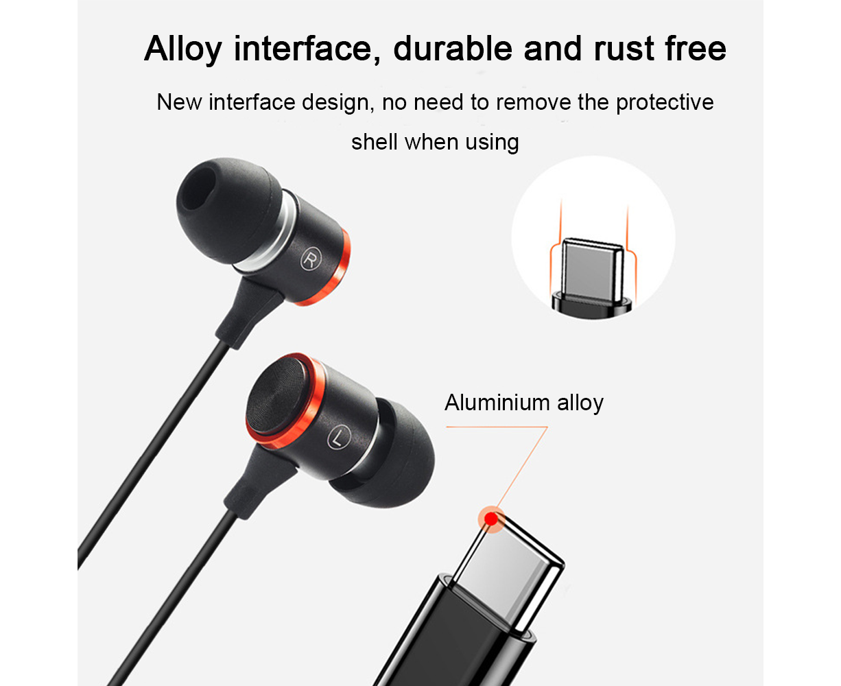 In-Ear Headphones - Type-C Connection - Wired Earphones with Mic and Noise Isolating Sound - Image 3