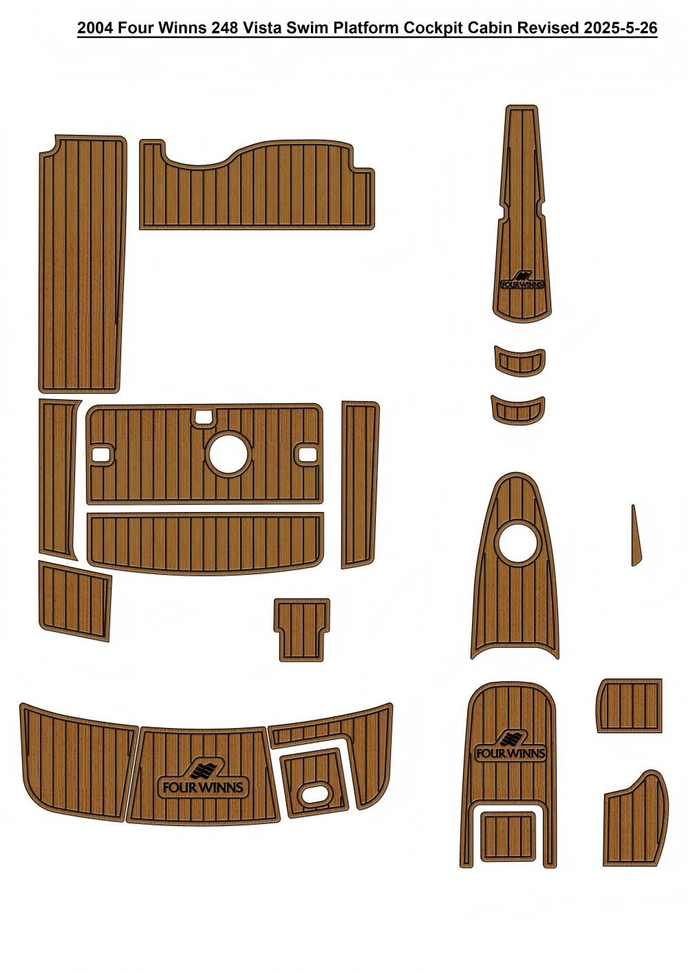2004 Four Winns 248 Vista Swim Platform Cockpit Bow Pad Boat EVA Foam Faux Teak Deck Floor Mat SeaDek MarineMat Style Self Adhesive - Image 1