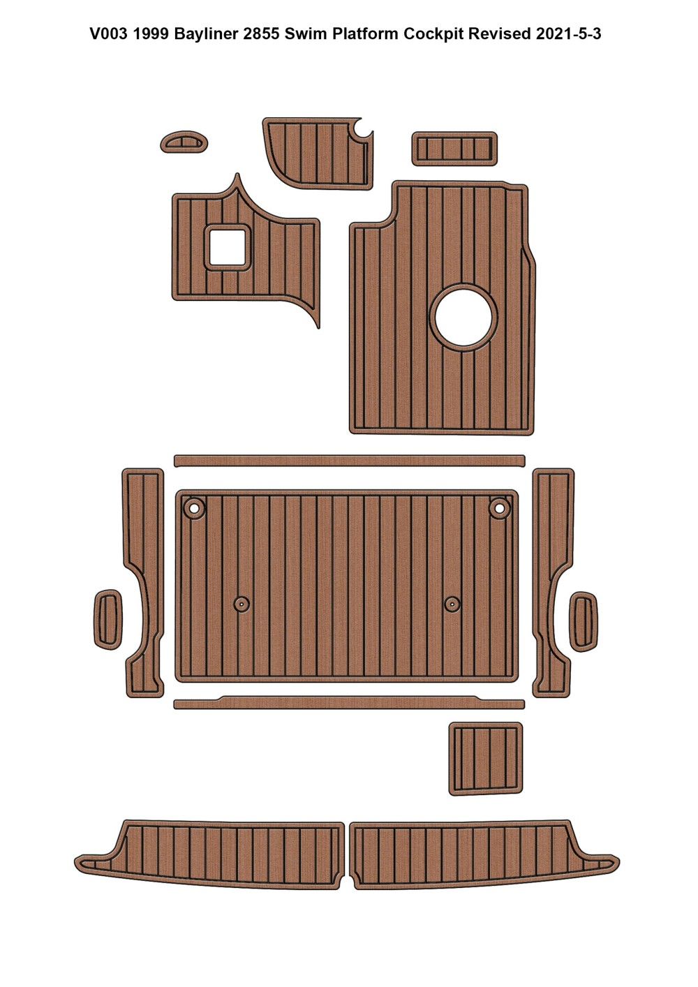 1999 Bayliner 2855 Swim Platform Cockpit Boat EVA Foam Faux Teak Deck Floor Pad Mat SeaDek MarineMat Gatorstep Style Self Adhesive - Image 1