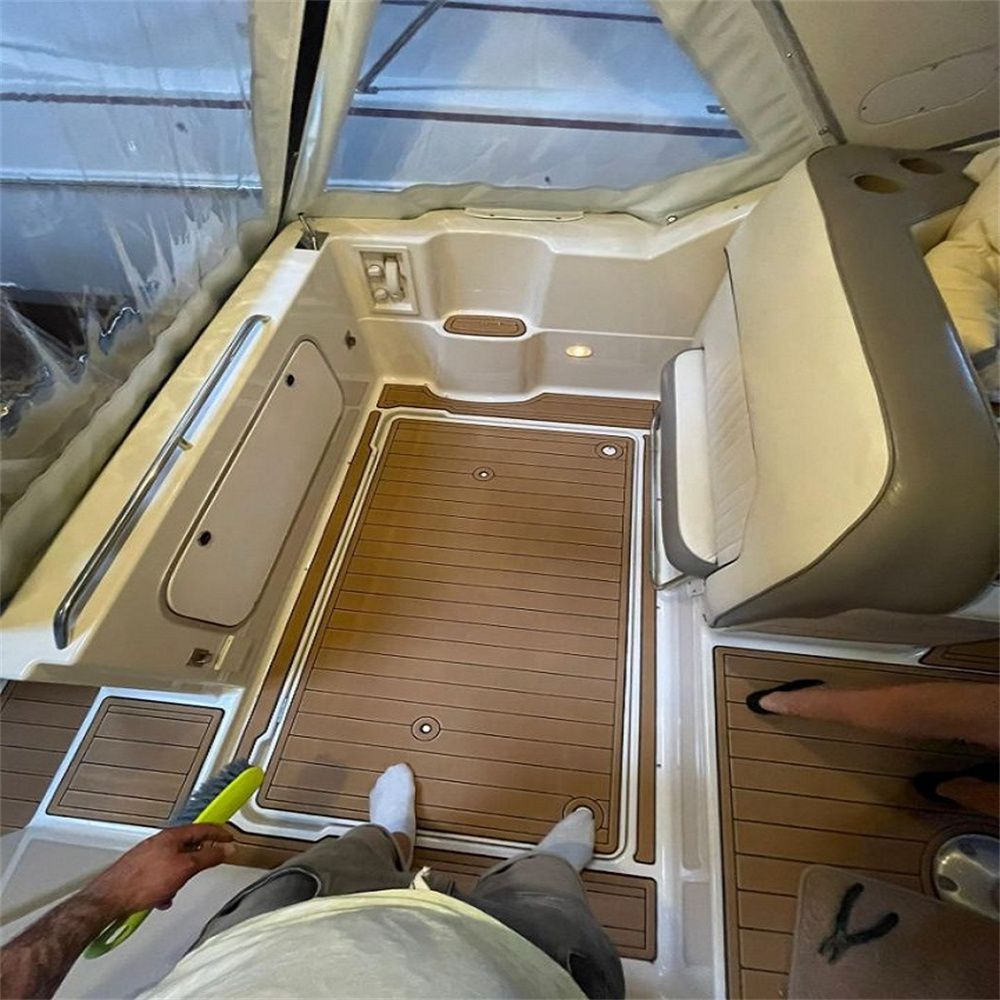 1999 Bayliner 2855 Swim Platform Cockpit Boat EVA Foam Faux Teak Deck Floor Pad Mat SeaDek MarineMat Gatorstep Style Self Adhesive - Image 4