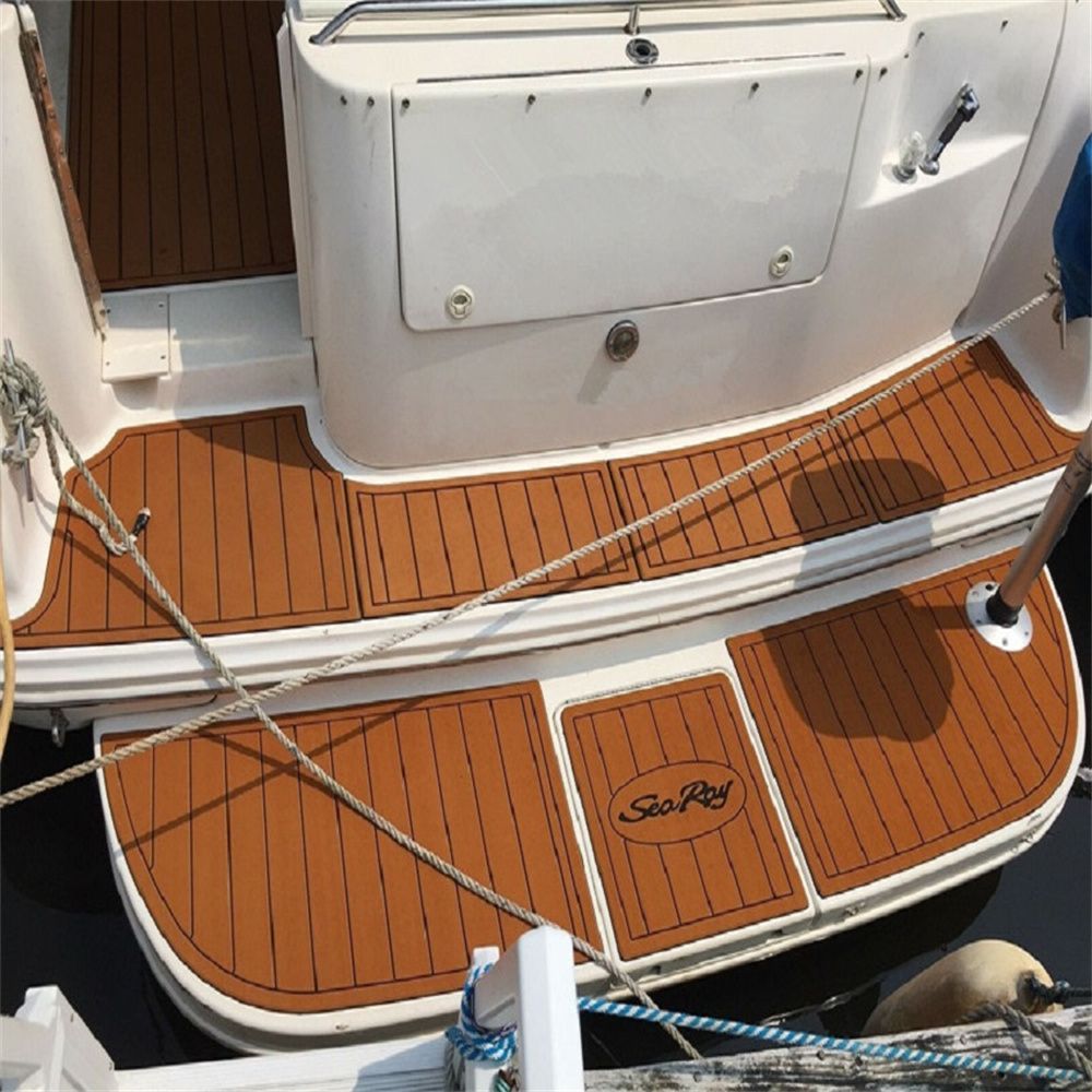 1995-1999 Sea Ray Sundancer 330 Swim Platform Cockpit Pad Boat EVA Foam Faux Teak Floor SeaDek MarineMat Gatorstep Style Self Adhesive - Image 3