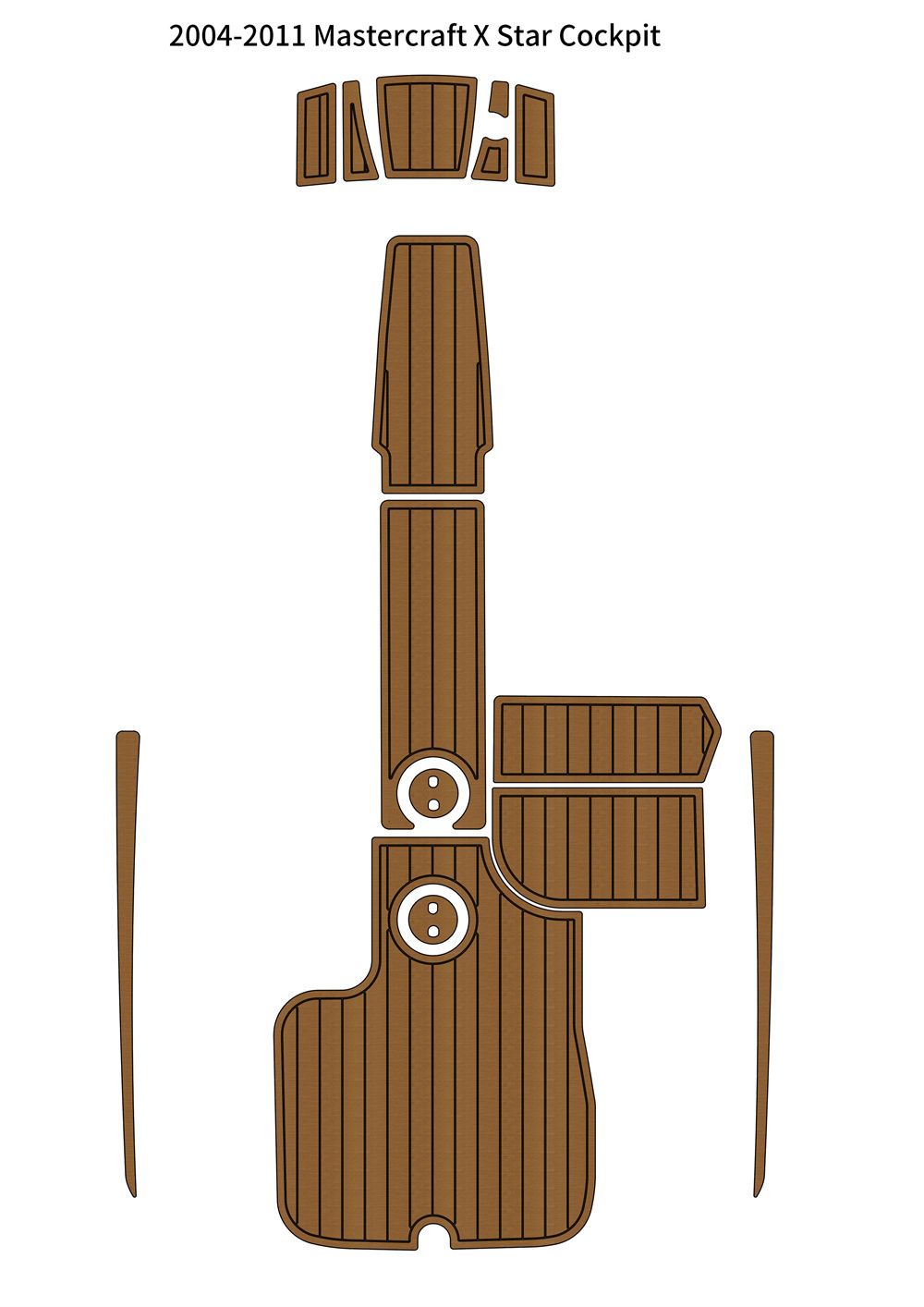 2004-2011 Mastercraft X Star Cockpit Pad Boat EVA Foam Faux Teak Deck Floor Mat SeaDek MarineMat Gatorstep Style Self Adhesive - Image 1