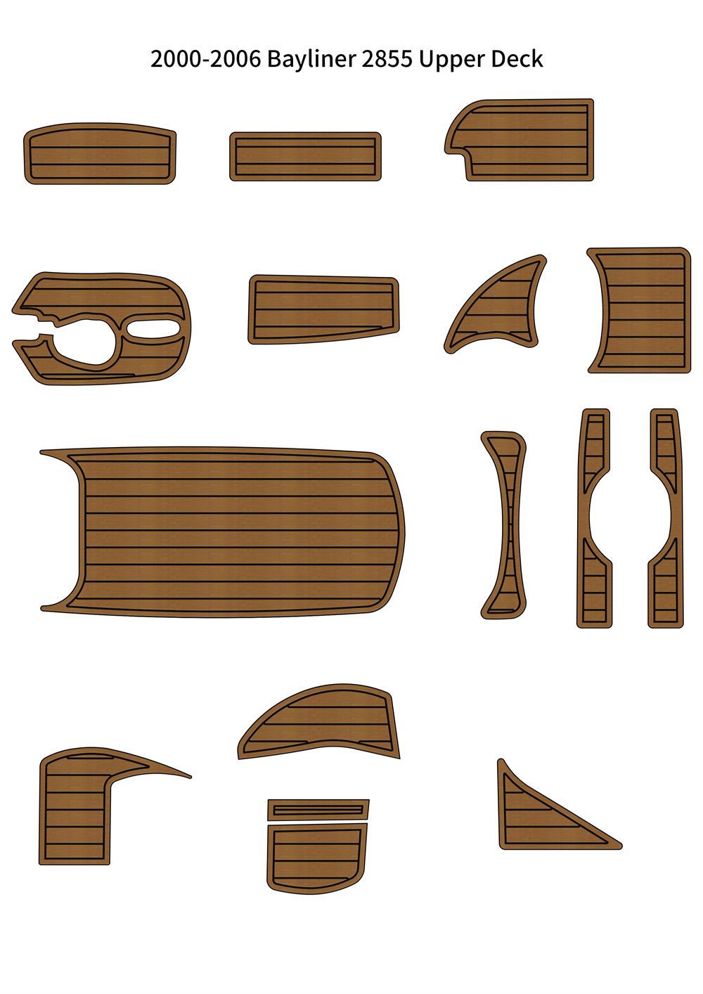2000-2006 Bayliner 2855 Upper Deck Pads Boat EVA Foam Faux Teak Deck Floor Mat SeaDek MarineMat Gatorstep Style Self Adhesive - Image 1