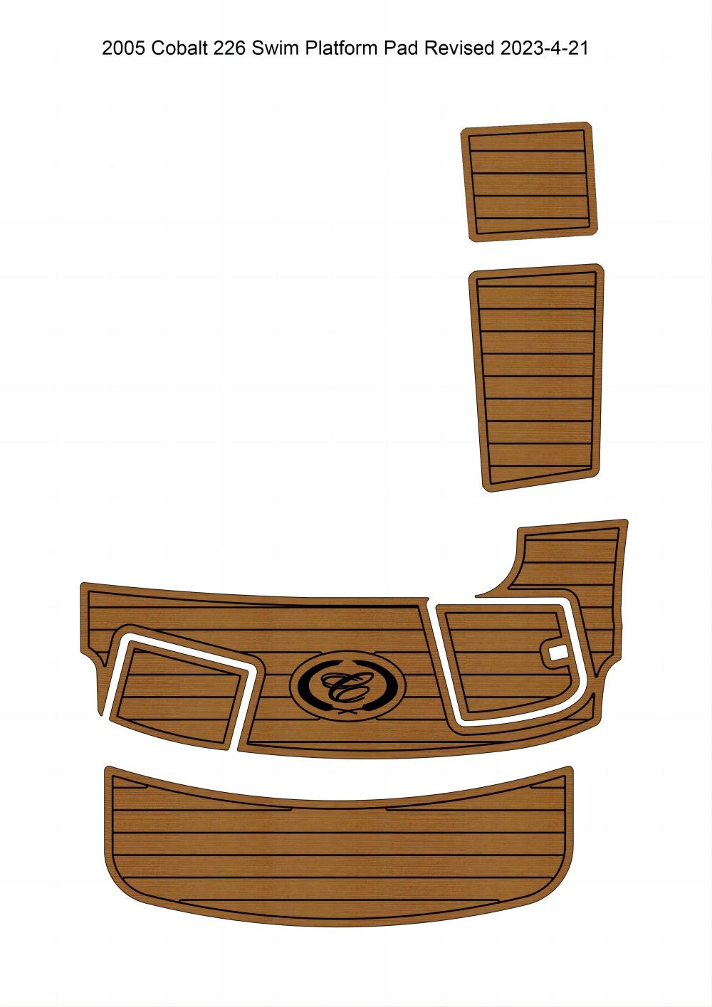 2005 Cobalt 226 Swim Platform Step Pad Boat EVA Foam Faux Teak Deck Floor Mat SeaDek MarineMat Gatorstep Style Self Adhesive - Image 1