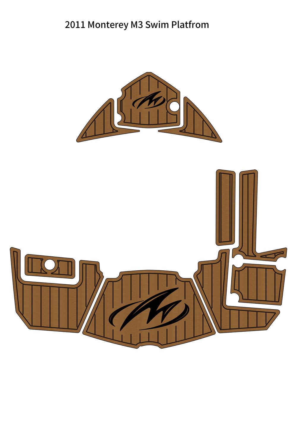 2011 Monterey M3 Swim Platform Step Pad Boat EVA Foam Faux Teak Deck Floor Mat SeaDek MarineMat Gatorstep Style Self Adhesive - Image 1
