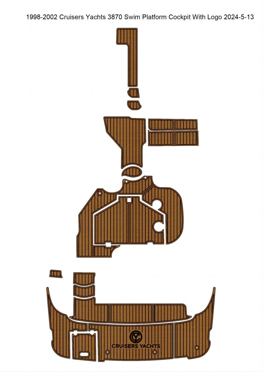 1998-2002 Cruisers Yachts 3870 Swim Platform Cockpit Pad Boat EVA Teak Floor Mat SeaDek MarineMat Gatorstep Style Self Adhesive - Image 1