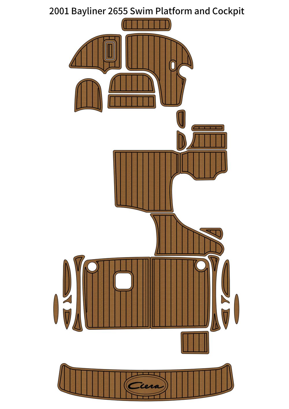 2001 Bayliner 2655 Swim Platform Cockpit Pad Boat EVA Foam Faux Teak Floor Mat SeaDek MarineMat Gatorstep Style Self Adhesive - Image 1