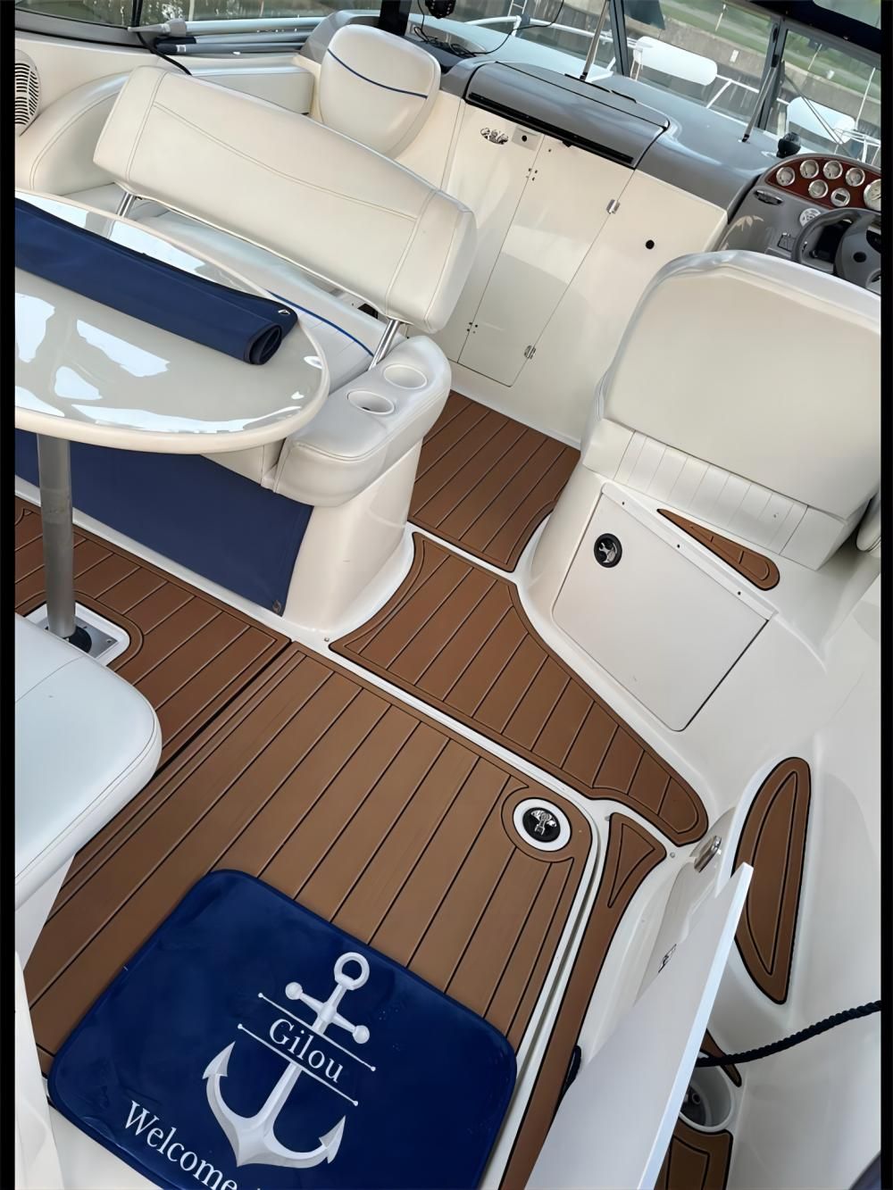 2001 Bayliner 2655 Swim Platform Cockpit Pad Boat EVA Foam Faux Teak Floor Mat SeaDek MarineMat Gatorstep Style Self Adhesive - Image 2