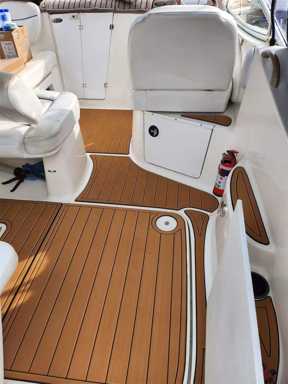 2001 Bayliner 2655 Swim Platform Cockpit Pad Boat EVA Foam Faux Teak Floor Mat SeaDek MarineMat Gatorstep Style Self Adhesive - Image 4