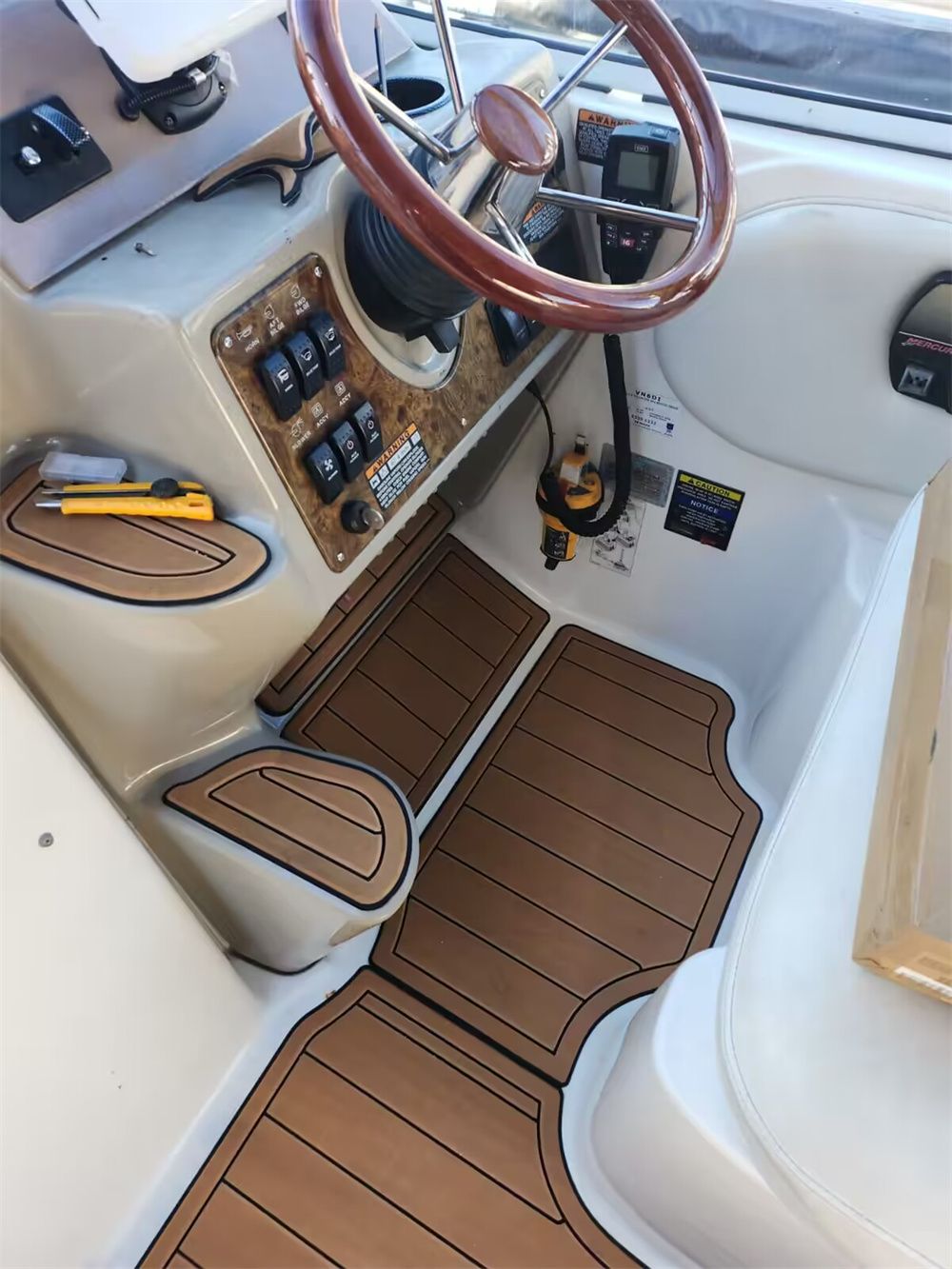 2001 Bayliner 2655 Swim Platform Cockpit Pad Boat EVA Foam Faux Teak Floor Mat SeaDek MarineMat Gatorstep Style Self Adhesive - Image 5