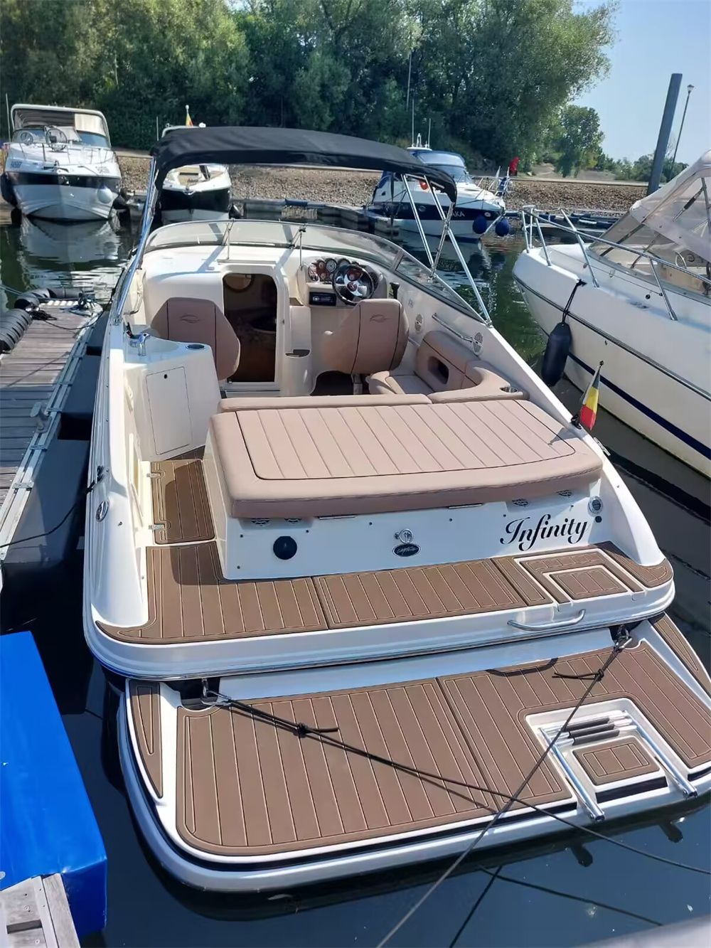2004 Rinker 232 Swim Platform Cockpit Pad Boat EVA Foam Faux Teak Deck Floor Mat SeaDek MarineMat Gatorstep Style Self Adhesive - Image 2
