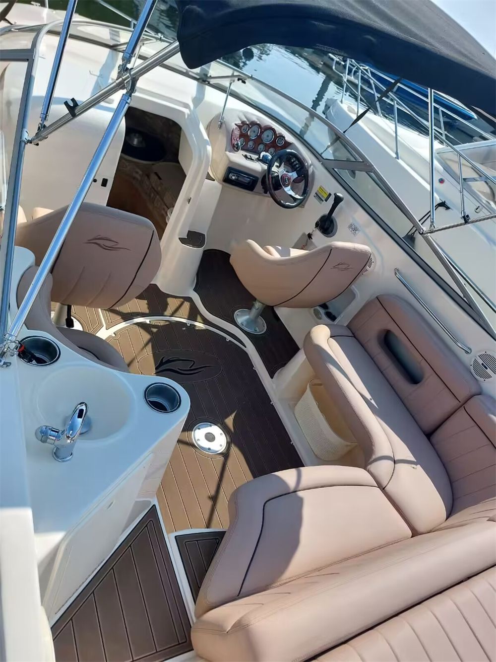 2004 Rinker 232 Swim Platform Cockpit Pad Boat EVA Foam Faux Teak Deck Floor Mat SeaDek MarineMat Gatorstep Style Self Adhesive - Image 4