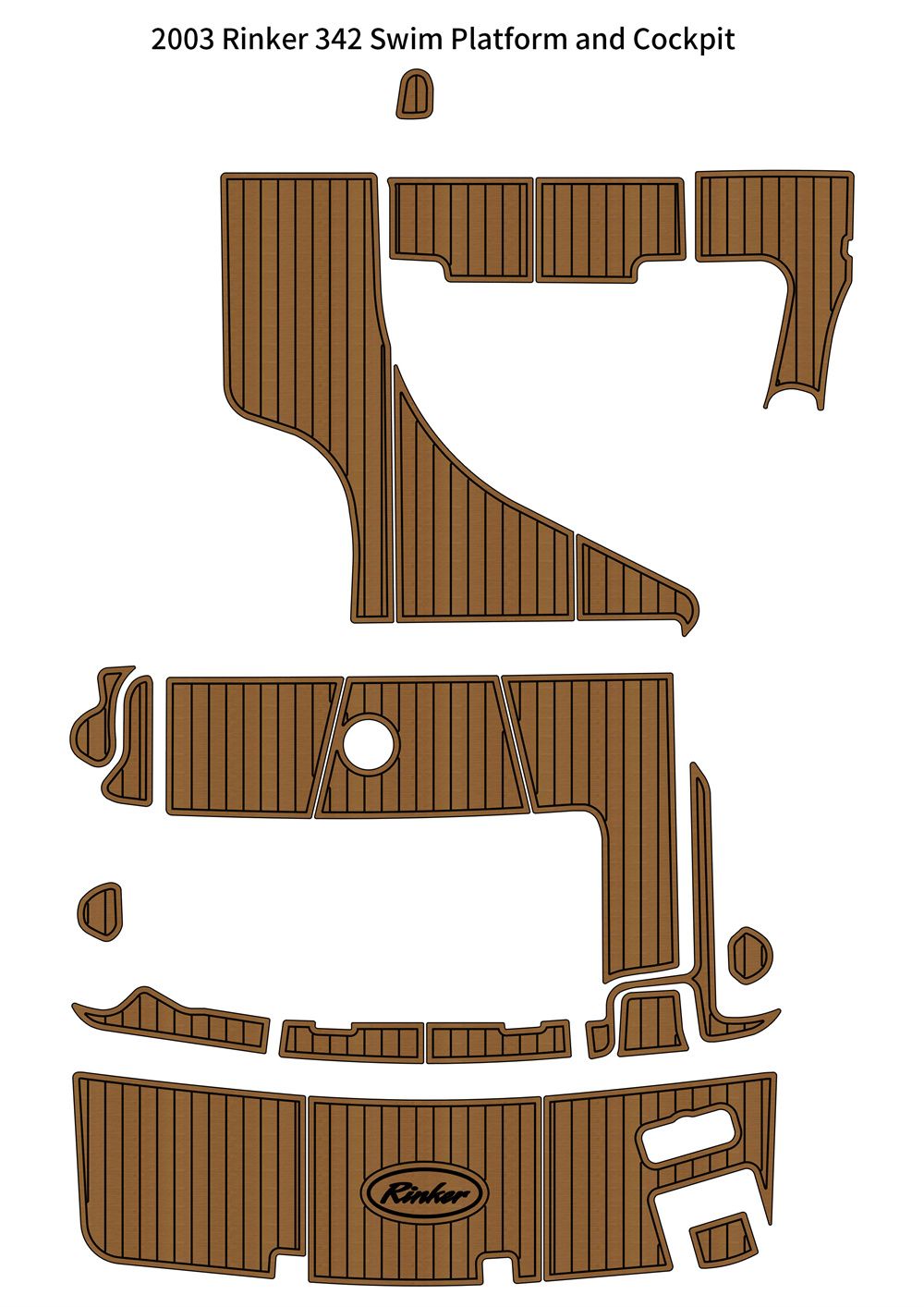 2003 Rinker 342 Swim Platform Cockpit Pad Boat EVA Foam Faux Teak Deck Floor Mat SeaDek MarineMat Gatorstep Style Self Adhesive - Image 1