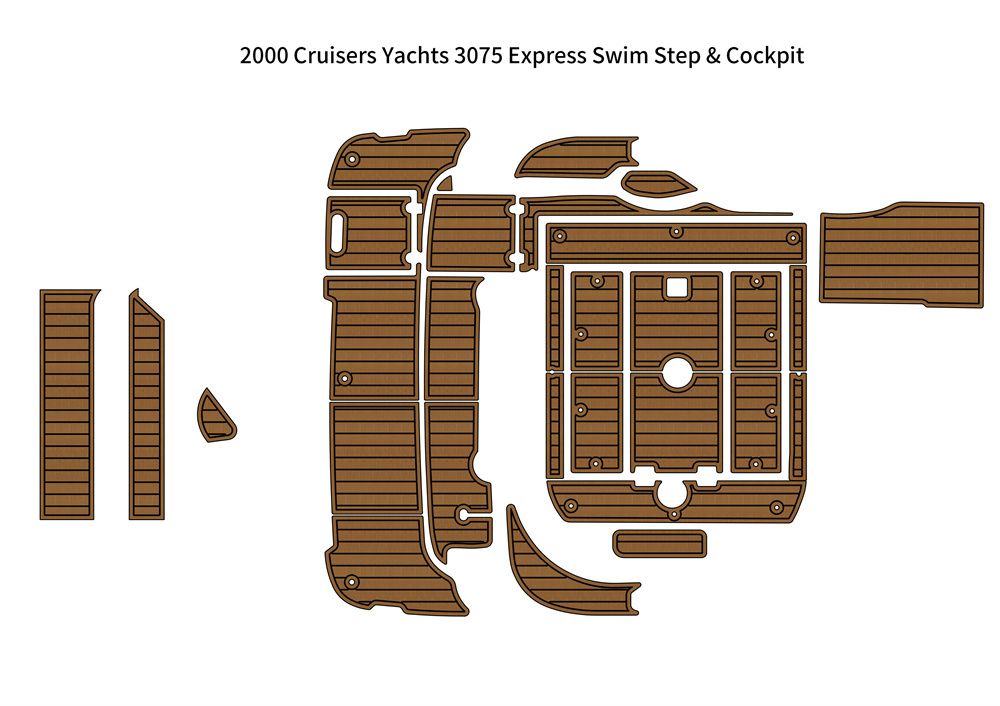 2000 Cruiser Yachts 3075 Express Swim Platform Cockpit Pad Boat EVA Teak Floor SeaDek MarineMat Gatorstep Style Self Adhesive - Image 1
