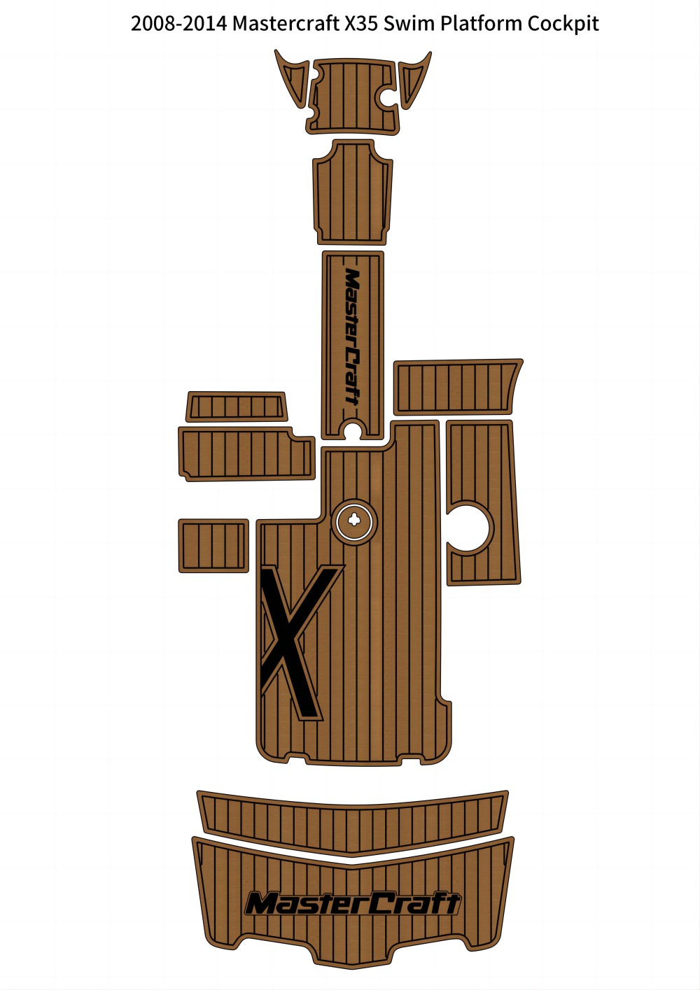 2008-2014 Mastercraft X35 Swim Platform Cockpit Pad Boat EVA Teak Deck Floor Mat SeaDek MarineMat Style Self Adhesive - Image 1