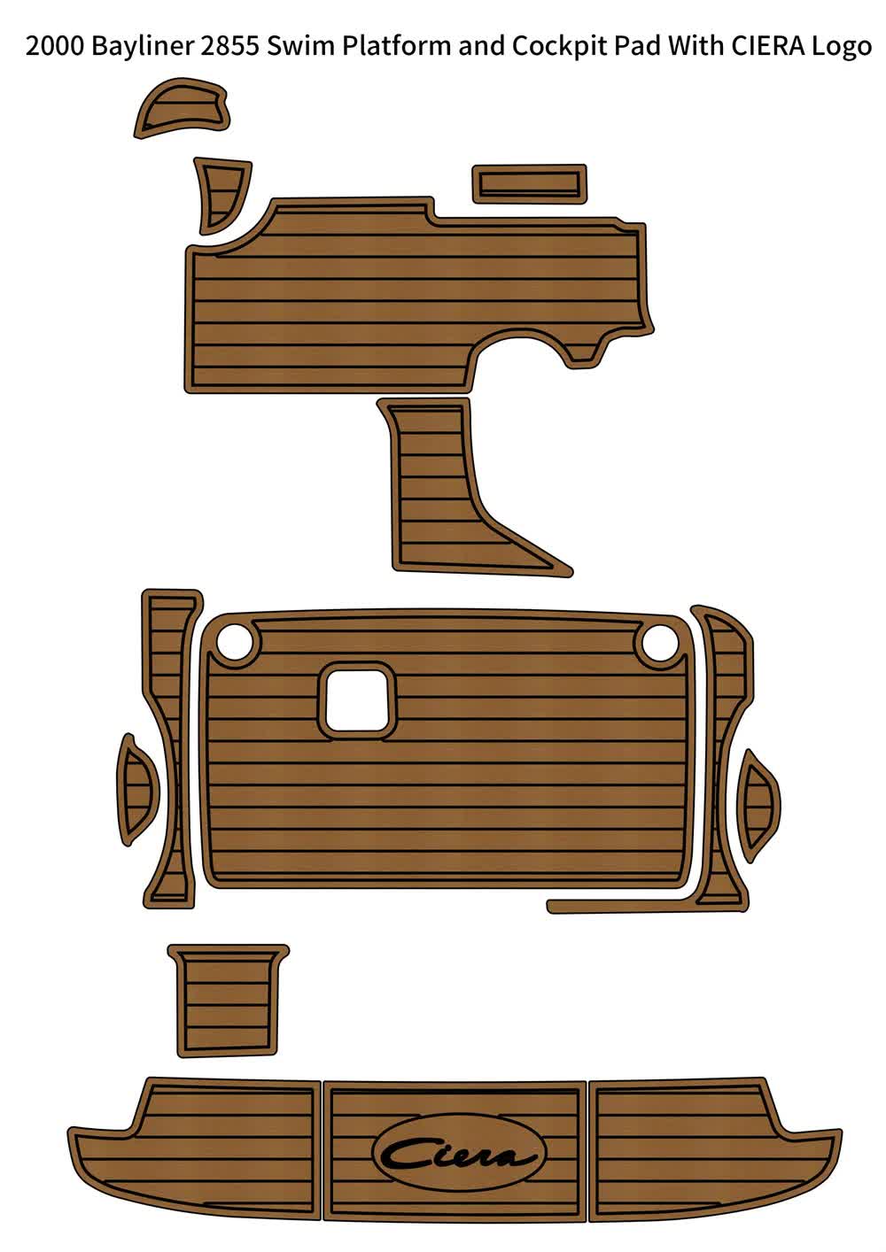 2000 Bayliner 2855 Swim Platform Cockpit Boat EVA Faux Foam Teak Deck Floor Pad - Image 1