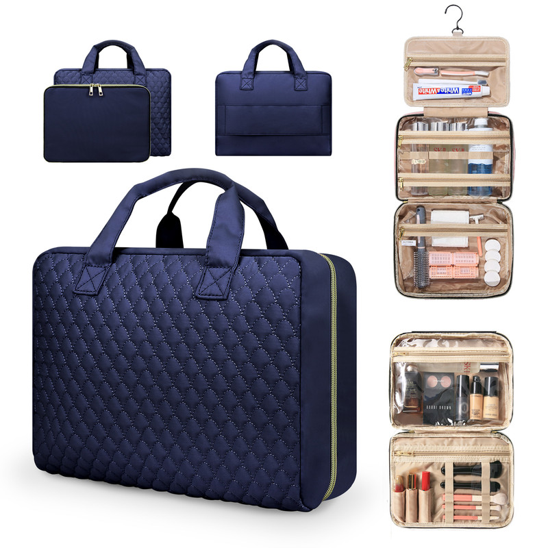 Ladies toiletry bag - Men's toiletry bag - Travel toiletry bag - Portable hanging storage box - Suitable for travel size shampoo, conditioner, skincare products and makeup accessories-DarkBlue - Image 2