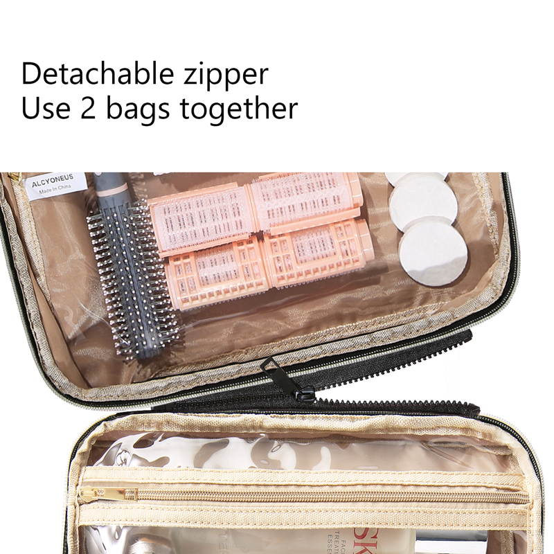 Ladies toiletry bag - Men's toiletry bag - Travel toiletry bag - Portable hanging storage box - Suitable for travel size shampoo, conditioner, skincare products and makeup accessories-Gray - Image 6