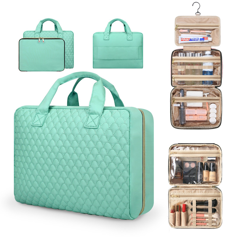 Ladies toiletry bag - Men's toiletry bag - Travel toiletry bag - Portable hanging storage box - Suitable for travel size shampoo, conditioner, skincare products and makeup accessories-Tiffany blue - Image 2