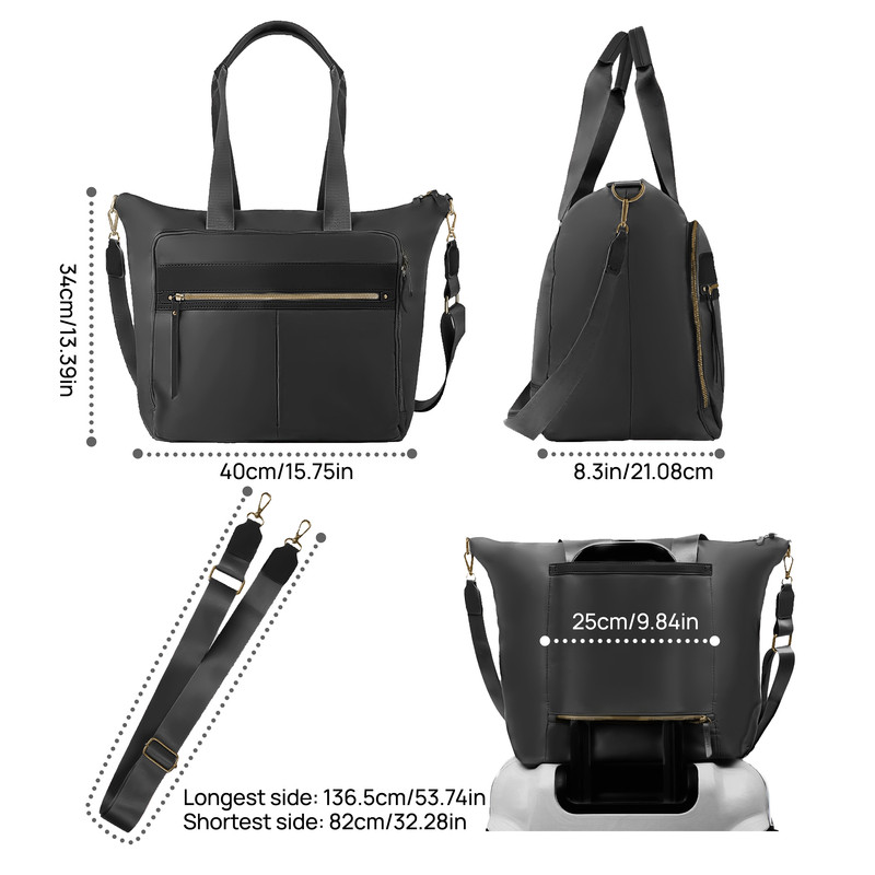 Travel Bag - Women's Travel Bag - Sports & Fitness Bag - Yoga Bag - Sports Bag - Carry-On Luggage - Waterproof & Durable - 40x21x34 cm - Dry/Wet Separation Luggage - Weekend Bag - black - Image 2