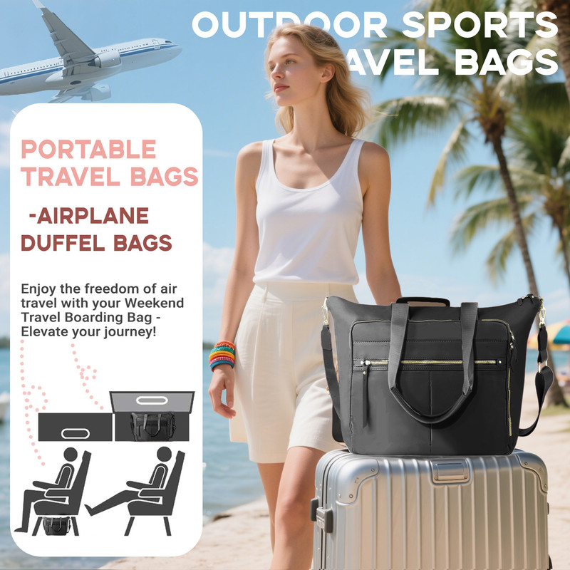 Travel Bag - Women's Travel Bag - Sports & Fitness Bag - Yoga Bag - Sports Bag - Carry-On Luggage - Waterproof & Durable - 40x21x34 cm - Dry/Wet Separation Luggage - Weekend Bag - black - Image 6