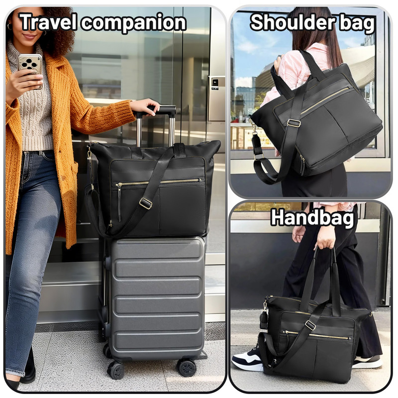 Travel Bag - Women's Travel Bag - Sports & Fitness Bag - Yoga Bag - Sports Bag - Carry-On Luggage - Waterproof & Durable - 40x21x34 cm - Dry/Wet Separation Luggage - Weekend Bag - black - Image 7