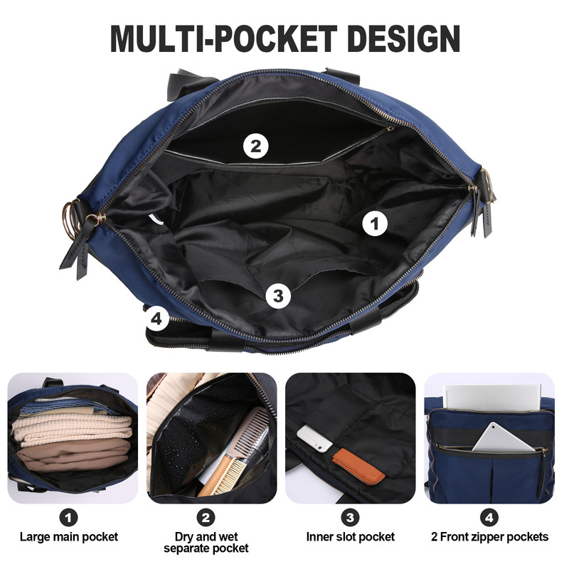 Travel Bag - Women's Travel Bag - Sports & Fitness Bag - Yoga Bag - Sports Bag - Carry-On Luggage - Waterproof & Durable - 40x21x34 cm - Dry/Wet Separation Luggage - Weekend Bag - Dark blue - Image 3