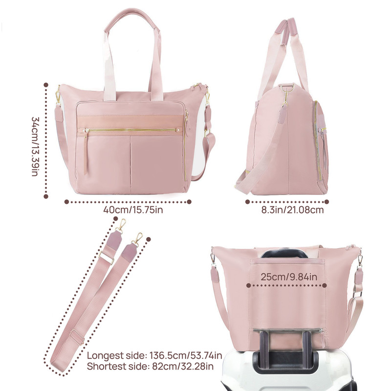 Travel Bag - Women's Travel Bag - Sports & Fitness Bag - Yoga Bag - Sports Bag - Carry-On Luggage - Waterproof & Durable - 40x21x34 cm - Dry/Wet Separation Luggage - Weekend Bag - Pink - Image 2