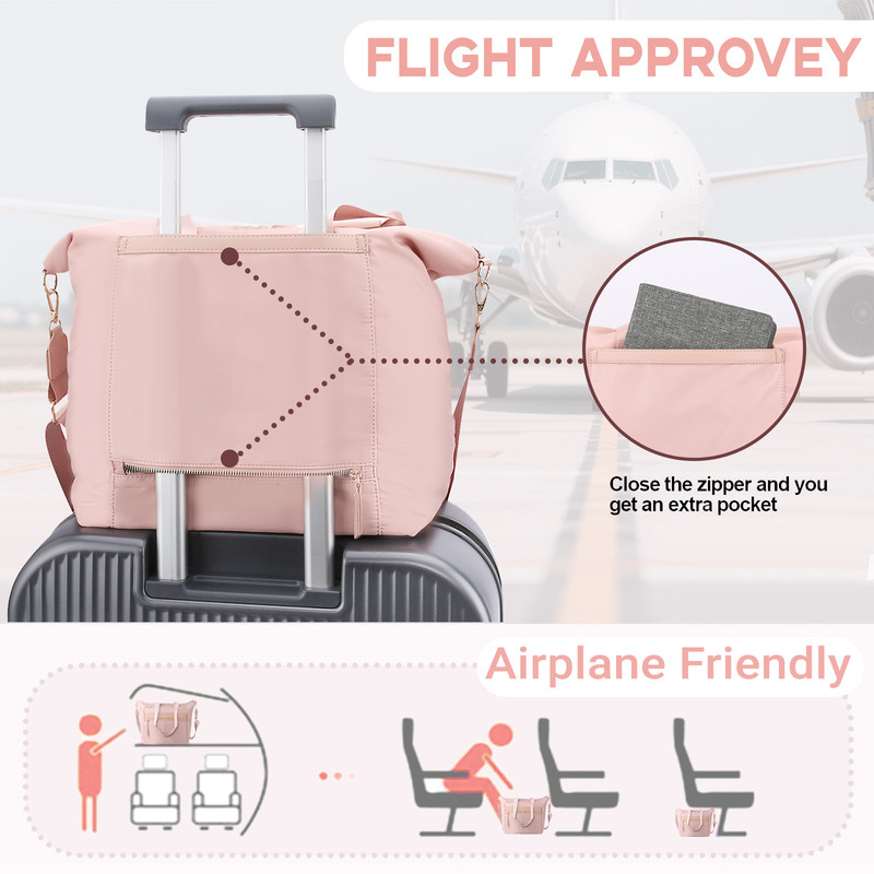 Travel Bag - Women's Travel Bag - Sports & Fitness Bag - Yoga Bag - Sports Bag - Carry-On Luggage - Waterproof & Durable - 40x21x34 cm - Dry/Wet Separation Luggage - Weekend Bag - Pink - Image 5