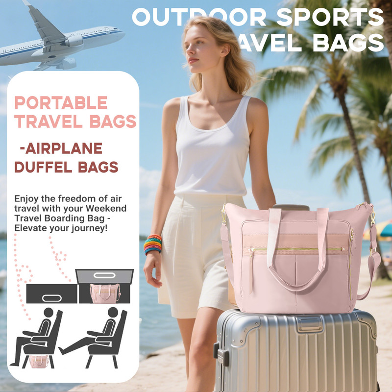 Travel Bag - Women's Travel Bag - Sports & Fitness Bag - Yoga Bag - Sports Bag - Carry-On Luggage - Waterproof & Durable - 40x21x34 cm - Dry/Wet Separation Luggage - Weekend Bag - Pink - Image 7