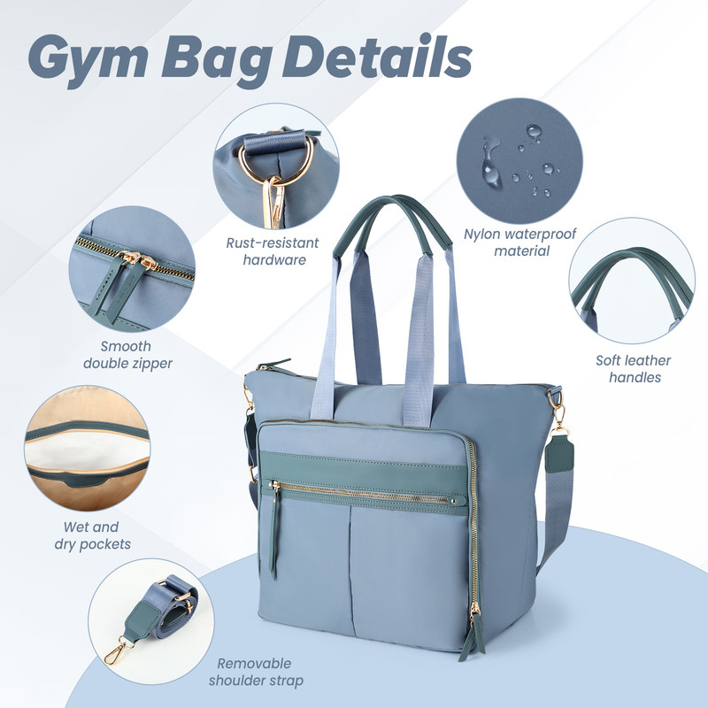 Travel Bag - Women's Travel Bag - Sports & Fitness Bag - Yoga Bag - Sports Bag - Carry-On Luggage - Waterproof & Durable - 40x21x34 cm - Dry/Wet Separation Luggage - Weekend Bag - sky blue - Image 5