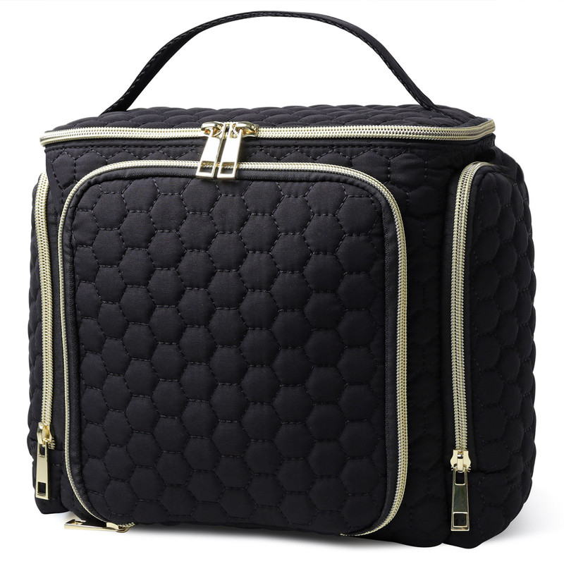 Travel Makeup Bag with Handle — Large Multi-Compartment Cosmetic Organizer, Portable Toiletry Bag for Women - Image 1
