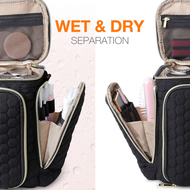 Travel Makeup Bag with Handle — Large Multi-Compartment Cosmetic Organizer, Portable Toiletry Bag for Women - Image 3