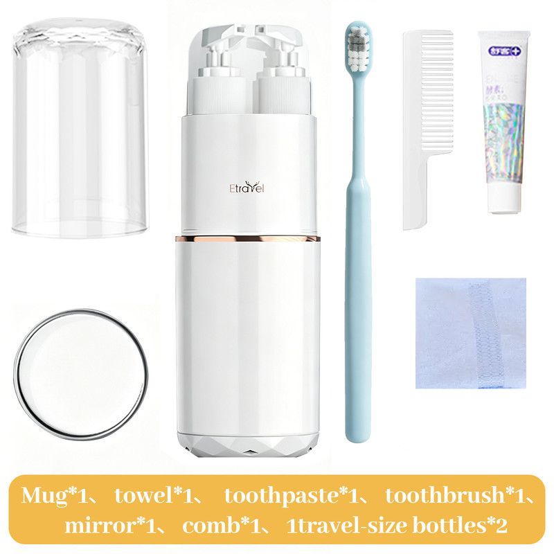 8-in-1 Portable Travel Toiletry Organizer Cup, Travel-Sized Toiletry Set for Business Trips and Vacations, Multifunctional All-in-One Travel Essential - White - Image 1