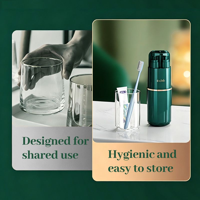 8-in-1 Portable Travel Toiletry Organizer Cup, Travel-Sized Toiletry Set for Business Trips and Vacations, Multifunctional All-in-One Travel Essentials - Green - Image 6