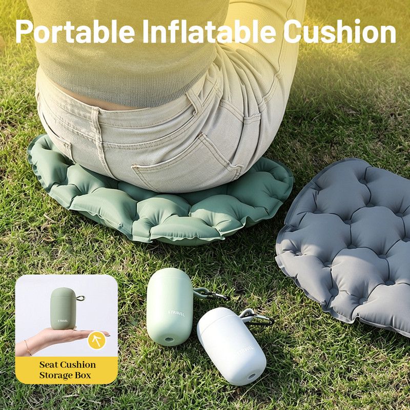 Portable Outdoor Inflatable Seat Cushion, Multi-Functional Inflatable Storage Box and Seat Cushion Combo, Portable Folding Seat Cushion for Camping and Travel, Portable Push-to-Inflate Cushion - Gray - Image 2