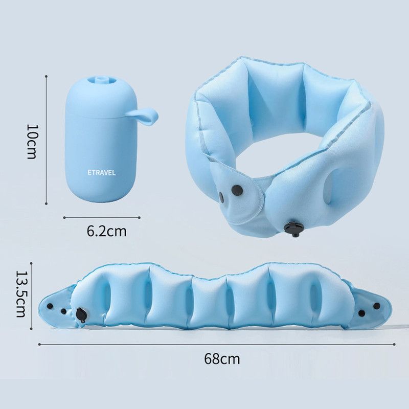 Portable Inflatable Travel Neck Pillow, Nap Pillow, Comfortable Neck Support for Long Trips, Easy to Pack for Business Trips and Travel, Foldable and Slim Travel Pillow - Gray - Image 7